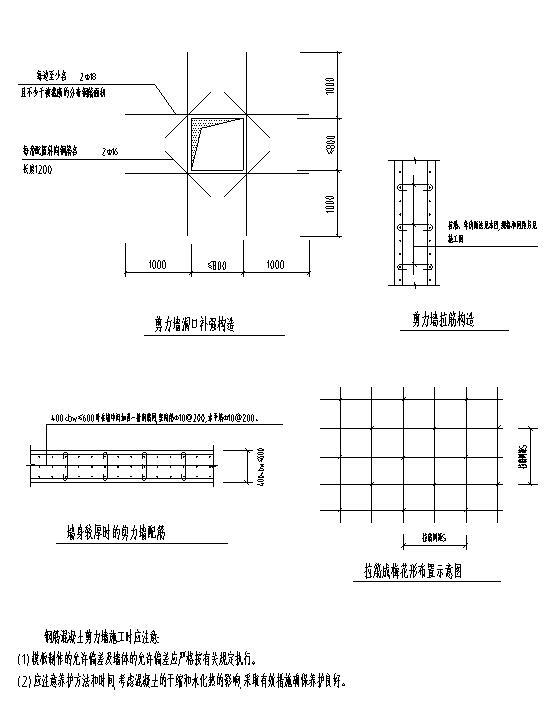 剪力墙模板细部节点图资料下载-混凝土剪力墙细部构造节点大样图CAD
