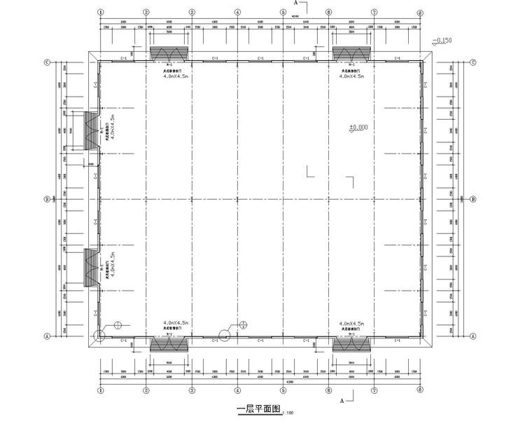 cad门建筑素材资料下载-18米双跨钢结构厂房结构施工图CAD含建筑图