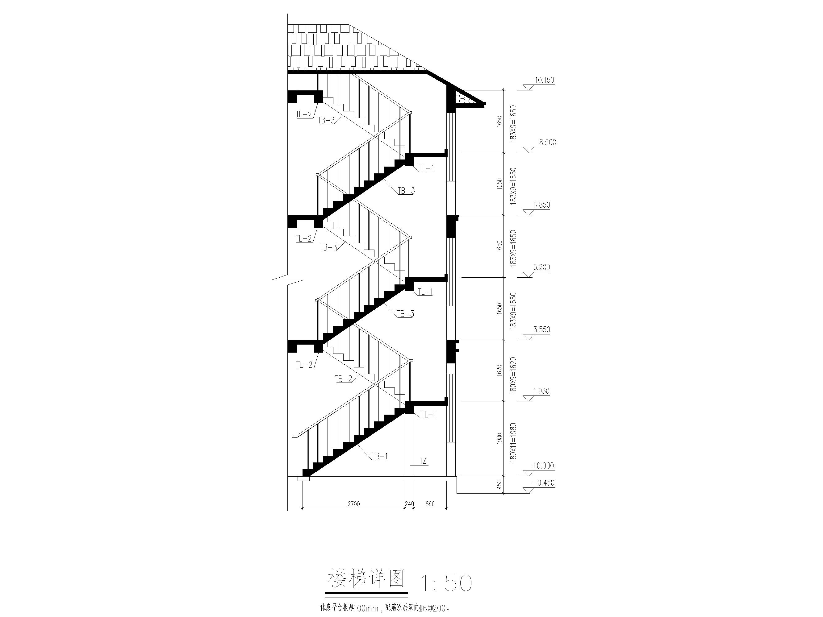 三层楼梯构造设计图图片