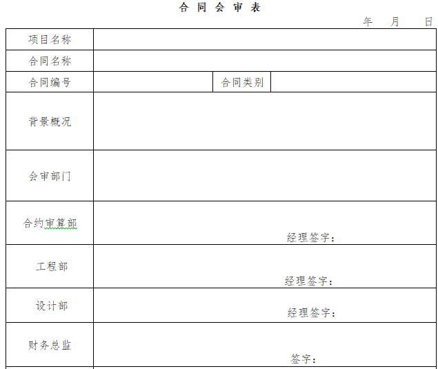 知名地产合同管理制度-合同会审表