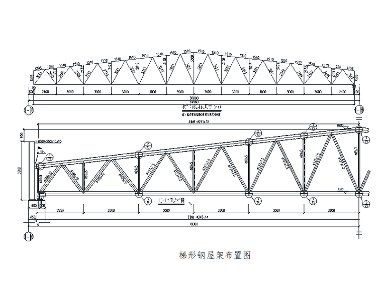 [北京]高架桥联合库钢结构安装专项施工方案-梯形钢屋架布置图