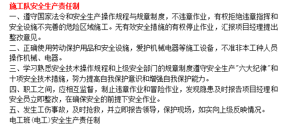 大桥安装过程中安全生产保证措施-施工队安全生产责任制