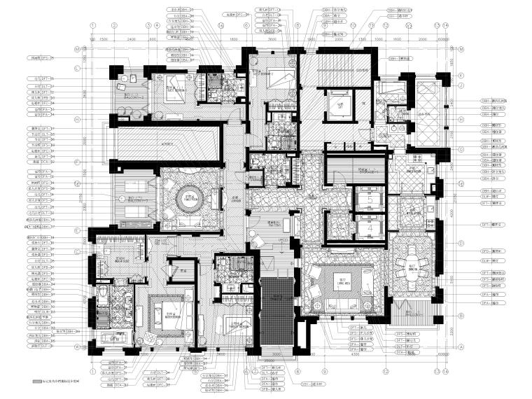 欧式施工图大样资料下载-[上海]436㎡欧式四居室家装样板房施工图