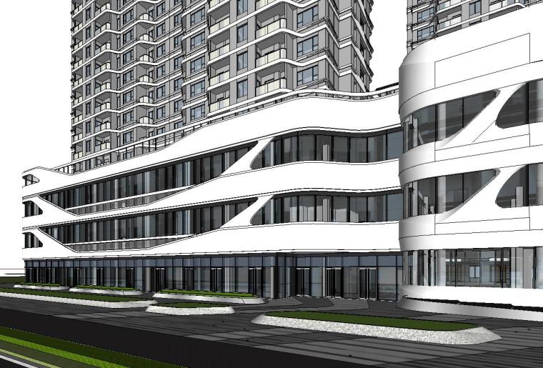 现代风高层跃层资料下载-现代滨江高层跃层豪宅+酒店建筑模型设计