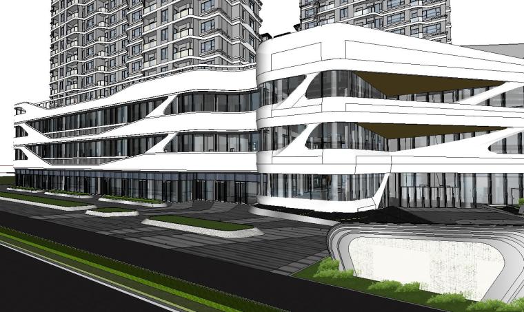现代滨江高层跃层豪宅+酒店建筑模型设计 (3)