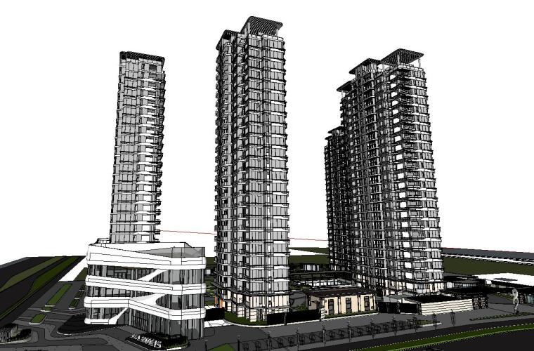 现代滨江高层跃层豪宅+酒店建筑模型设计 (7)