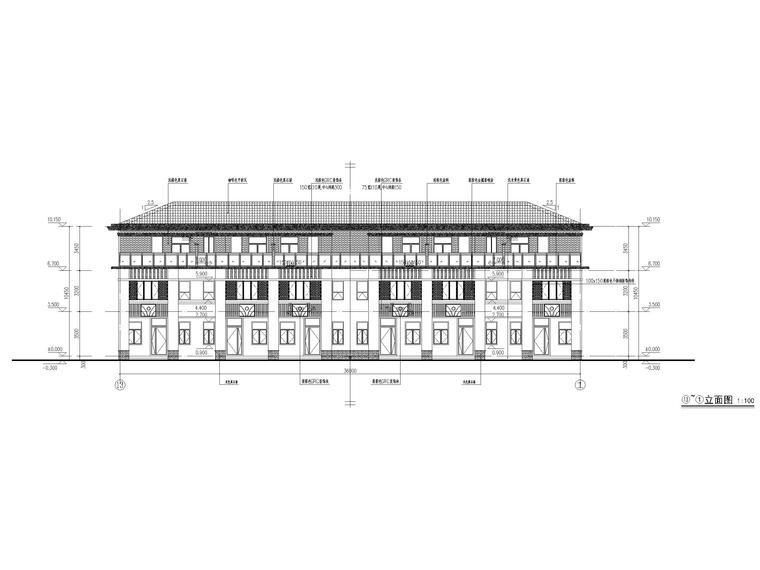 地上3层框剪结构联排别墅建筑施工图2017-立面图2