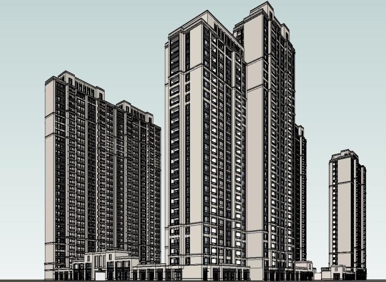 大都会风格滨江万象天地住宅建筑模型设计 (2)