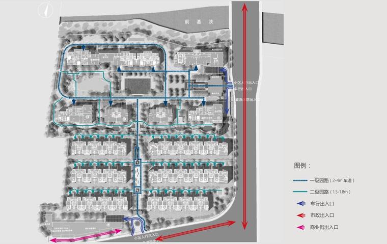 [浙江]六进雅院住宅景观概念方案设计-动线分析