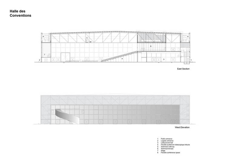 法国MEETT图卢兹会展中心立面和剖面图1