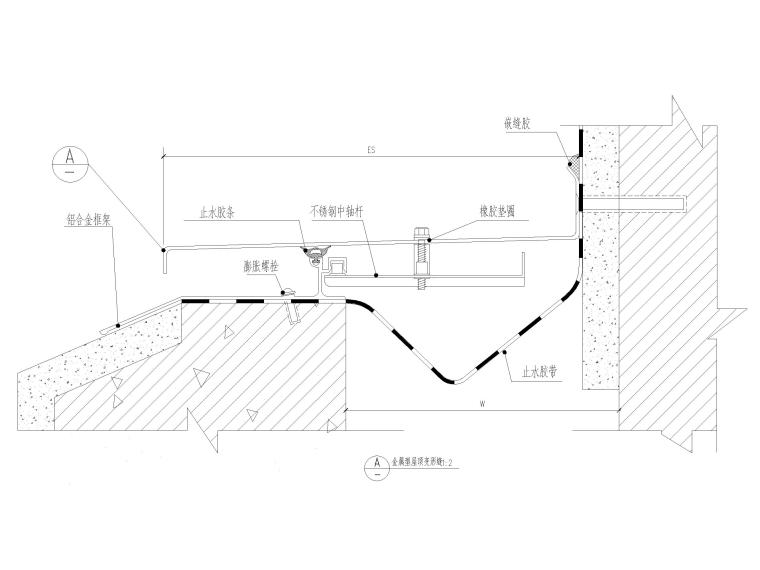 室内吊顶变形缝大样图资料下载-金属型变形缝节点详图（CAD）