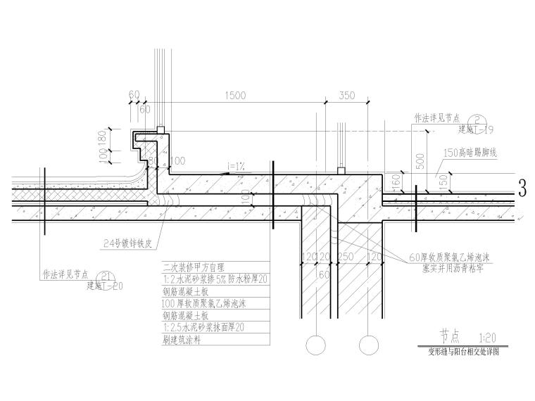 金属节点大样资料下载-墙体变形缝节点大样图（CAD）