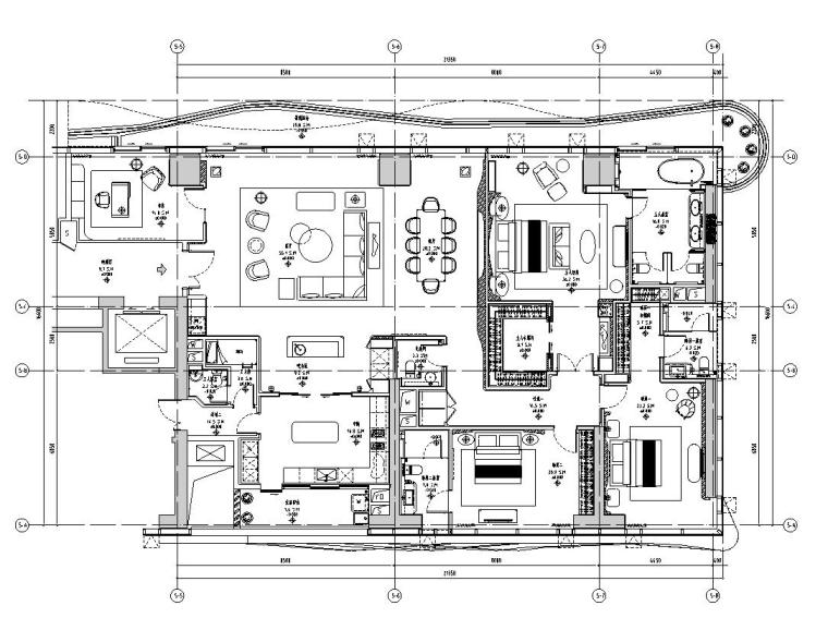 海格特墓地现代住宅资料下载-现代风四居室住宅格CAD施工图+效果图