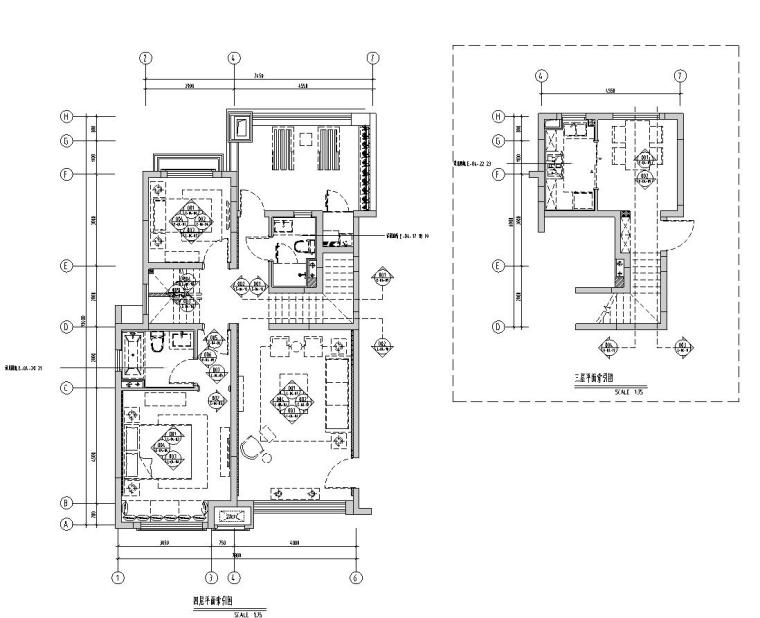 家装cad施工图图资料下载-美式牧笛DS4户型CAD施工图+效果图