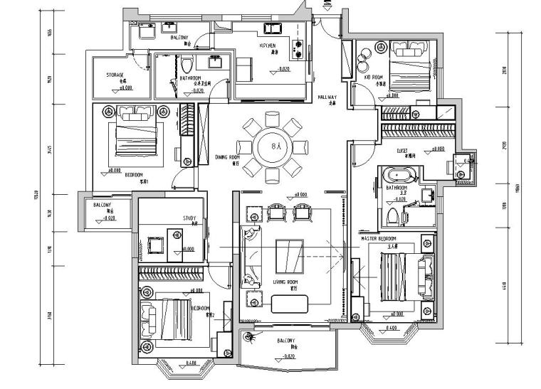 内蒙古科技大学cad平面图资料下载-现代简约样板间CAD施工图+效果图设计