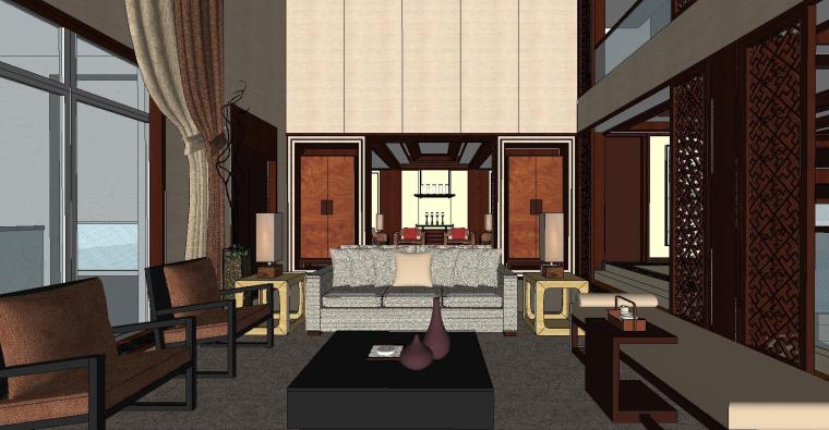 中式别墅楼台设计资料下载-中式家装别墅样板建筑模型设计