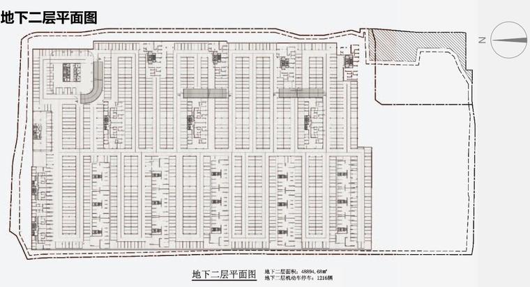 浙江新中式住宅、商业办公综合建筑中标方案-地下二层平面图