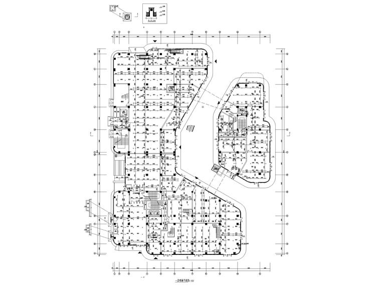 [山东]2万多平商业建筑全专业施工图纸图纸-一层喷淋平面图