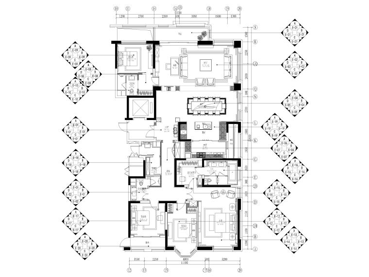 135平样板间设计施工图资料下载-[​上海]190㎡现代四居室平层样板间施工图