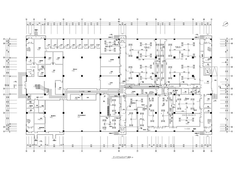 [重庆]两江数据中心机房楼给排水施工图-一层工作层气体灭火平面布置图