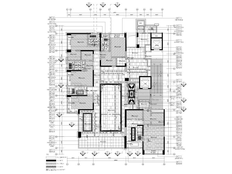 [重庆]新中式四居豪宅样板间装修设计施工图-地面铺装图