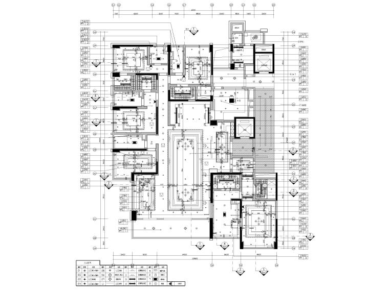 [重庆]新中式四居豪宅样板间装修设计施工图-天花布置图