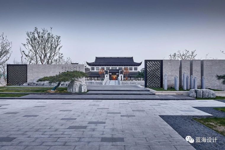 新中式水景庭院资料下载-新中式庭院作品，格调高阔，清新儒雅。
