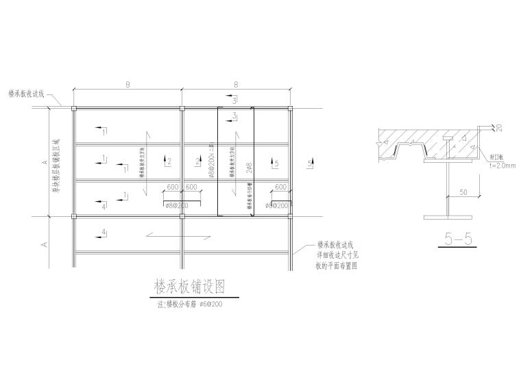 压型钢板楼面设计资料下载-压型钢板楼承板详图（CAD）