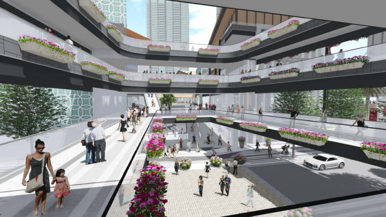 [重庆]知名地产现代都市商业街景观设计方案-商业廊道透视图2