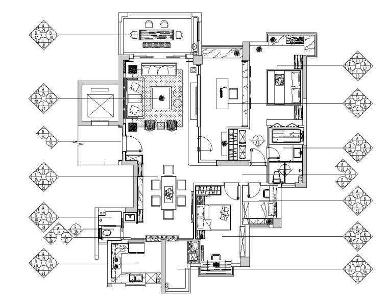 [广东]汕头香域水岸3栋住宅装修施工图-立面索引图