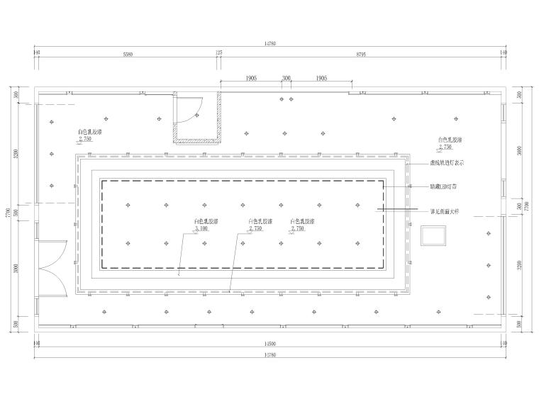 [浙江]107㎡服装店​室内设计施工图+3d模型-天花布置图