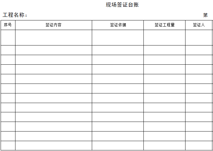 监理工作台账统一用表