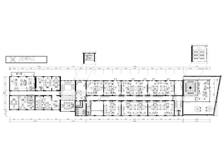 [上海]1480㎡现代广告公司办公室装修施工图-空调布置图