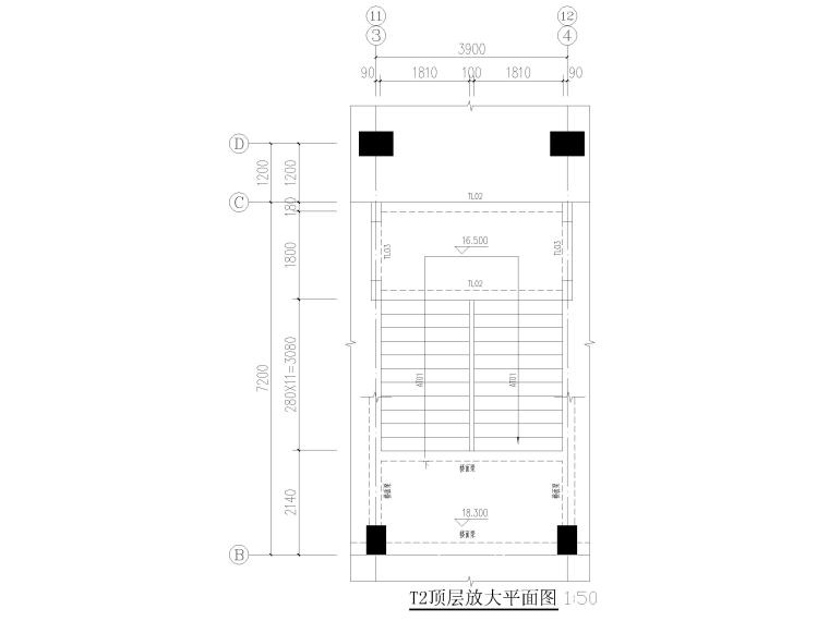 [广东]5层框架结构中学教学楼全套图纸2018-楼梯平面图