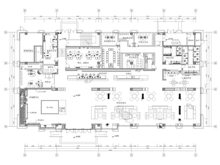 售楼部建筑设计图纸资料下载-[广东]909㎡现代售楼部装修设计项目施工图