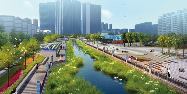 广东道路绿地景观设计资料下载-[广东]深圳汤坑水两岸公共绿带景观设计方案