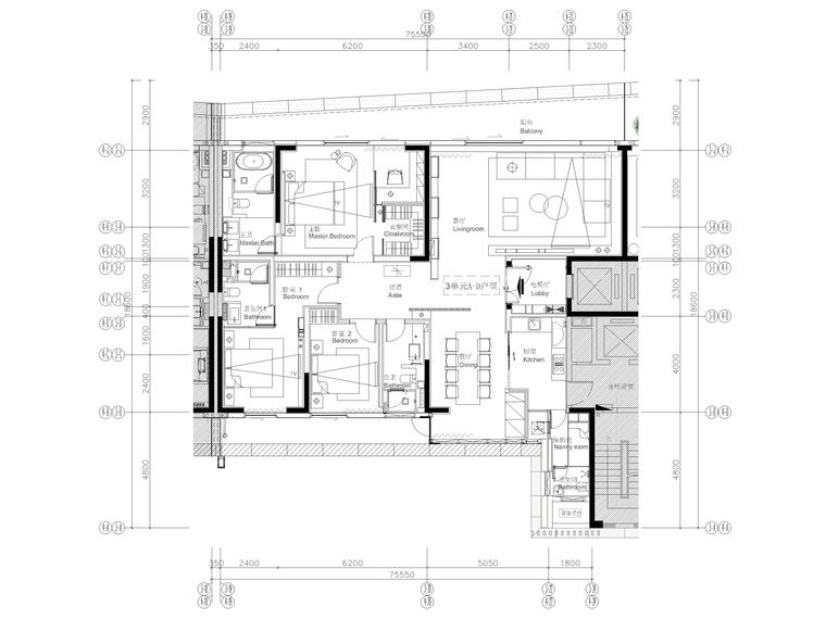 电气间装修图资料下载-[深圳]206㎡现代三居家装样板间装修施工图