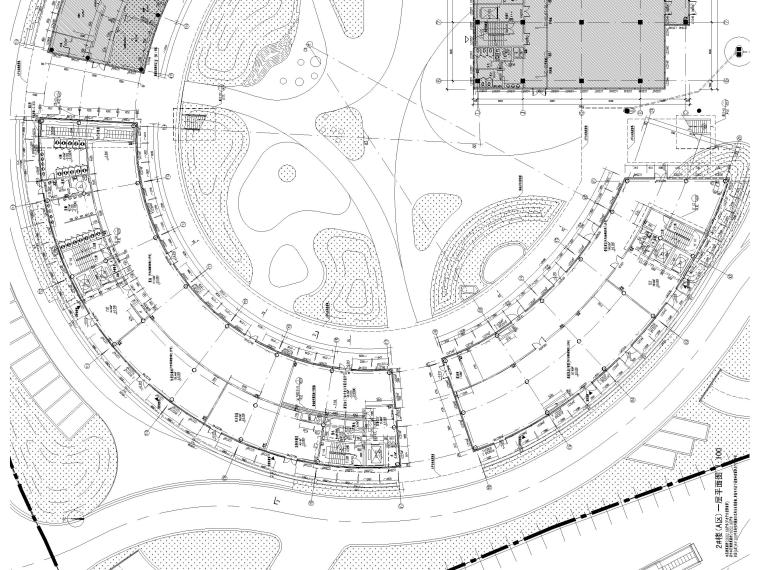 [上海]5层钢框架结构社区中心全套图纸2018-部分建筑平面图