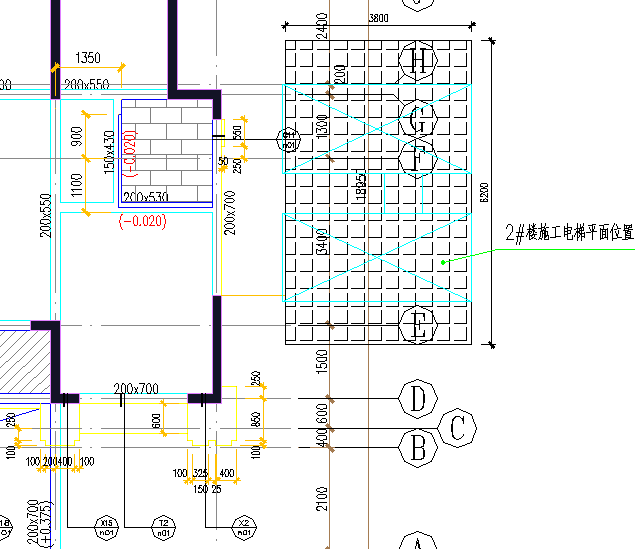 建筑工程施工电梯基础施工方案-2#楼施工电梯基础平面定位图