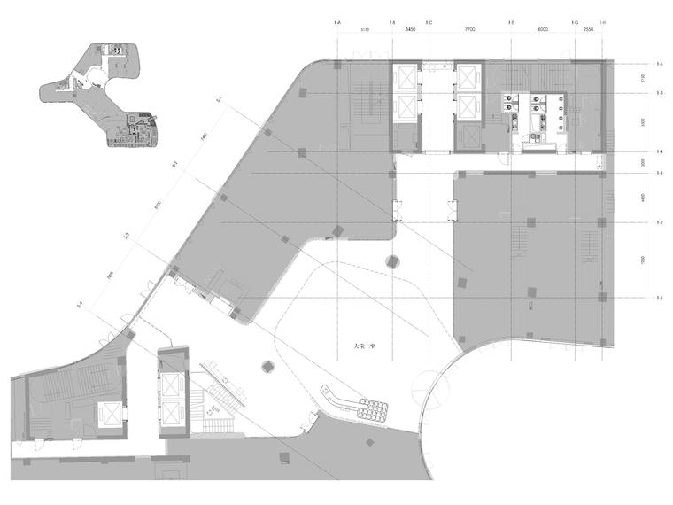 [上海]静安曹家渡办公大堂+电梯轿厢施工图-1F给排水平面图