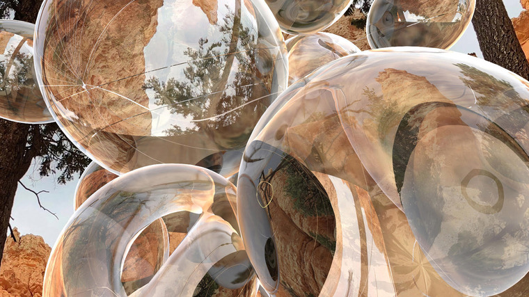 美国峡谷中的泡泡装置-装置艺术案例-筑龙园林景观论坛