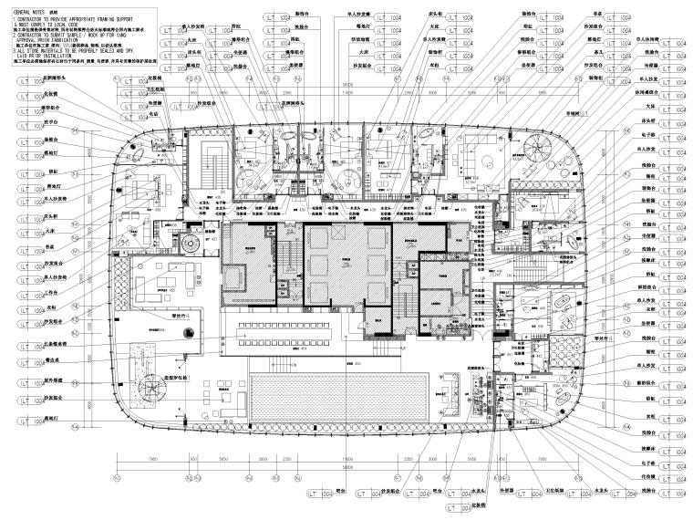 4层办公楼装修设计图纸资料下载-[深圳]企业办公楼顶层会所层装修设计施工图
