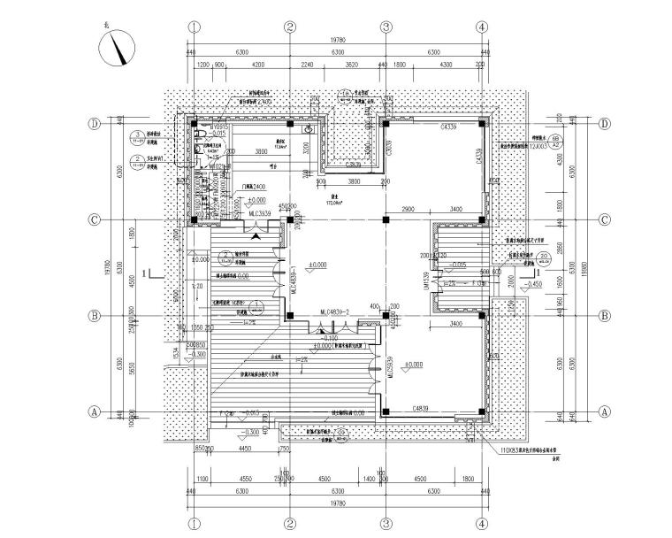 建筑屋顶施工图节点图资料下载-某小型咖啡馆混凝土结构施工图CAD含建筑图