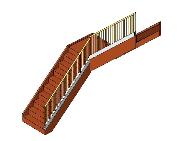 转角楼梯3踏步资料下载-Revit软件技巧1.8.1修改楼梯拐角扶手脱节