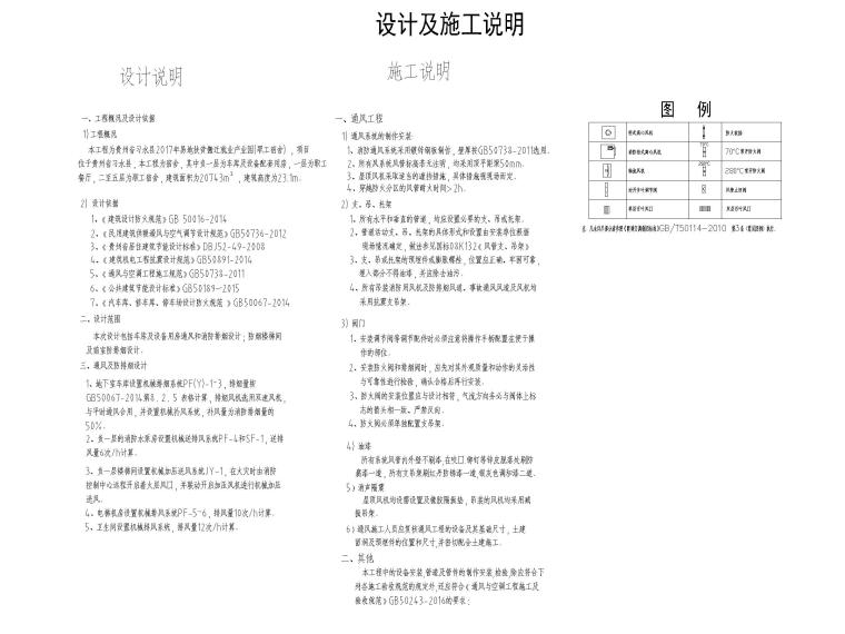 [贵州]产业园职工宿舍消防通风设计图纸-设计及施工说明