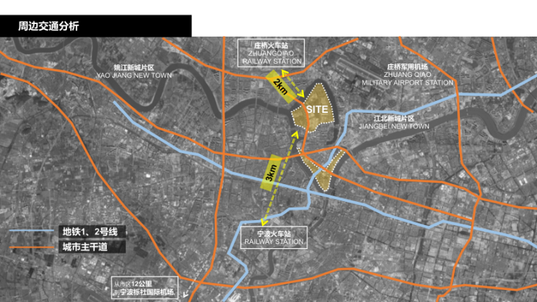 [宁波]知名地产滨湖住宅项目投标方案3版-4-日清设计投标方案-周边交通分析