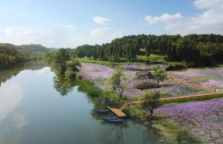 生态水系治理方案资料下载-[四川]生态绿廊水系治理旅游休闲景观方案