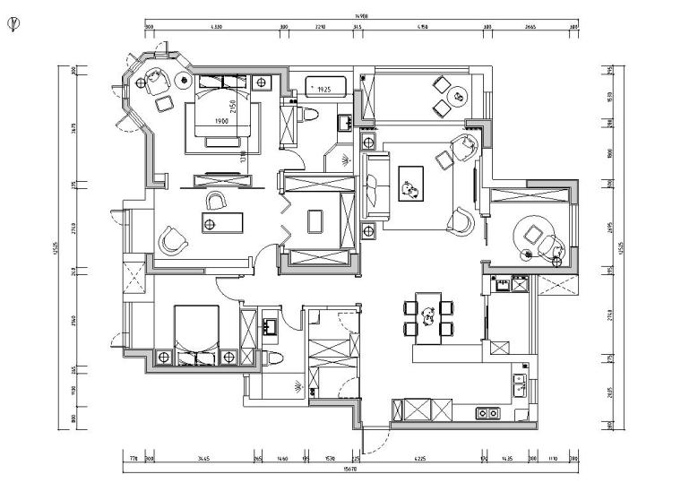 轻奢装饰施工图资料下载-[湖北]180㎡美式轻奢私人住宅装修施工图