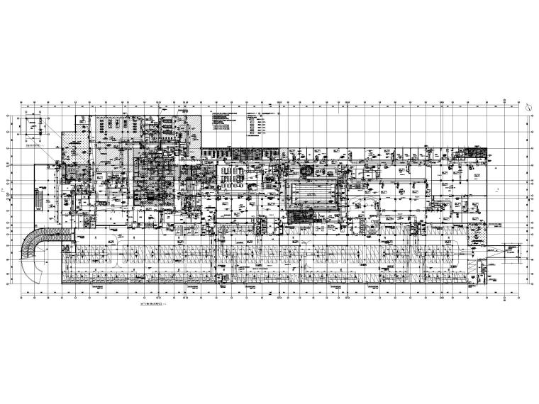 5.9万平高层酒店暖通施工图含节点图2018-地下一层空调通风就防排烟平面图