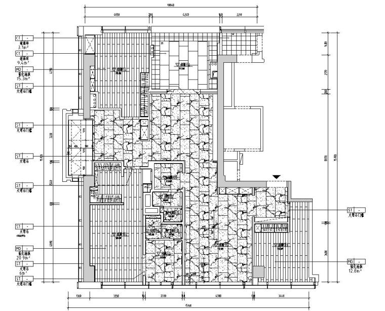 222 ㎡现代轻奢住宅装修施工图+效果图+模型-地坪铺设图